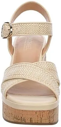 Michael By Michael Shannon Liana - Women's Open Square Toe Raffia Cork Wedge Sandals