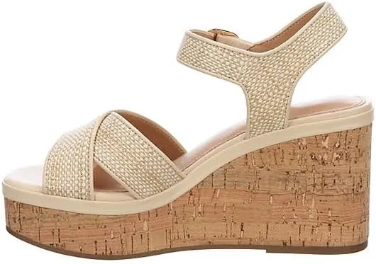 Michael By Michael Shannon Liana - Women's Open Square Toe Raffia Cork Wedge Sandals