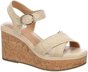 Michael By Michael Shannon Liana - Women's Open Square Toe Raffia Cork Wedge Sandals