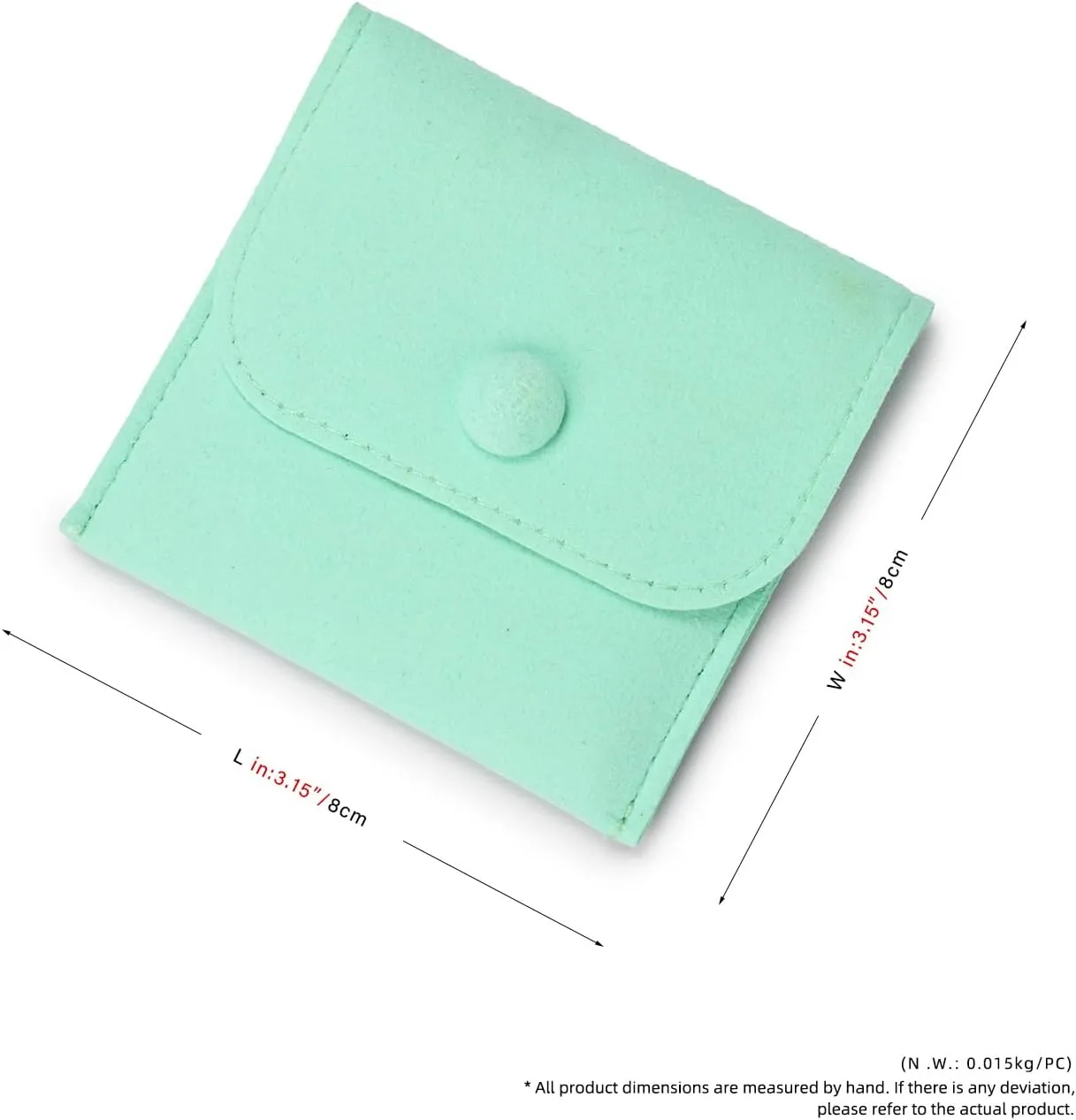 Microfiber Jewelry Pouch with Insert Pad Luxury 3 Pack Jewelry Package Gift Bag with Snap Closure for Necklace Rings Earrings(Light Blue)