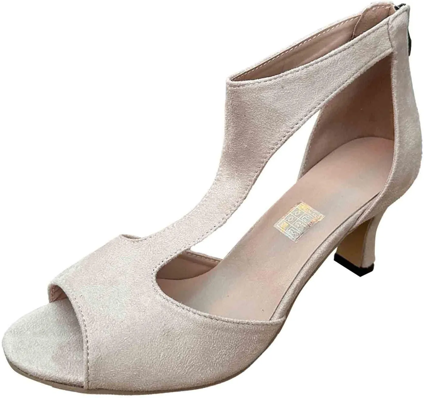 Mid Heeled Sandals for Women Summer Open Toe T Strap Pumps Sandals Black Back Zip Sandals Party Wedding Dress Shoes