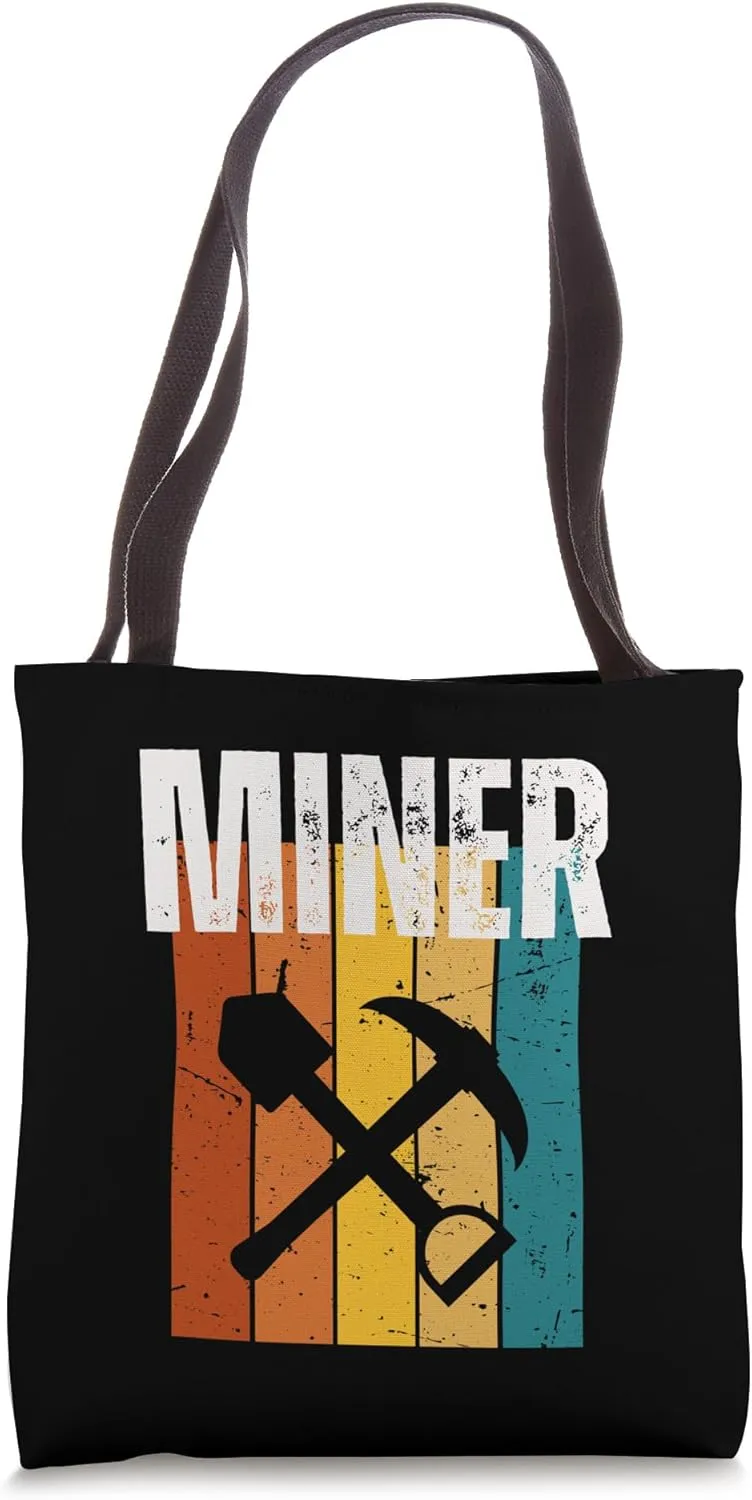 Miner Vintage Retro 70s Design Funny Miner Tote Bag