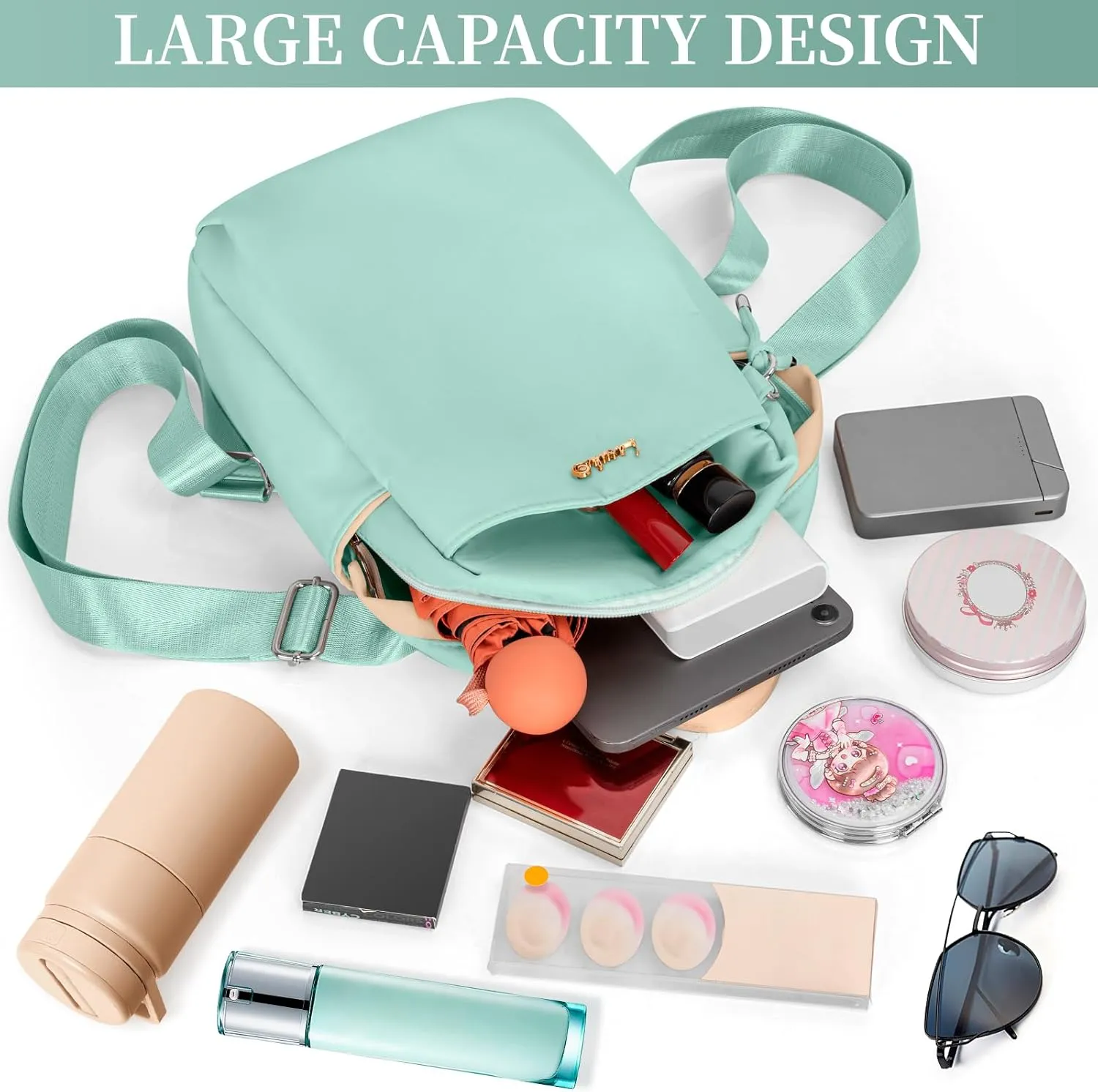 Mini Backpack, Small Lightweight Travel Backpack Purse, Waterproof Daily Backpack Purses, Mint Green