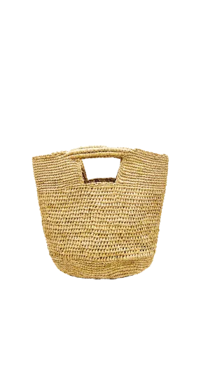 Mini ConCon Crochet Petite Straw Basket: Natural