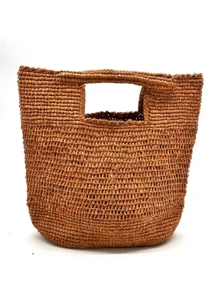 Mini ConCon Crochet Petite Straw Basket: Tobacco