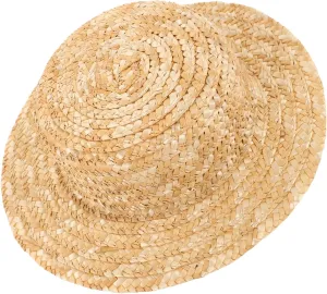 Mini Straw Hats 7 Inch Dollhouse Cowboy Hats Tiny Doll Hats Miniature Knitting Hat Doll Headwear Decoration for DIY Crafts