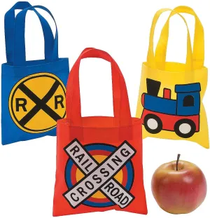 Mini Train Party Tote Bags (12 pack of bright colors) Favor Bags and Party Supplies