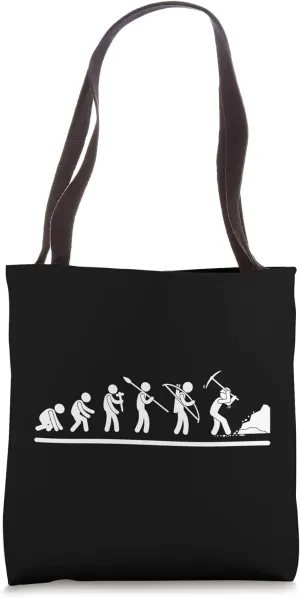 Mining Miner Evolution Man Funny Miner Tote Bag