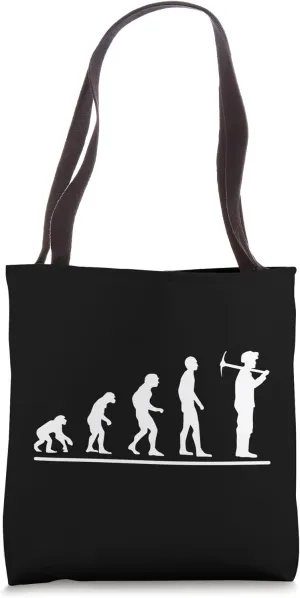 Mining Miner Evolution Man Funny Miner Tote Bag