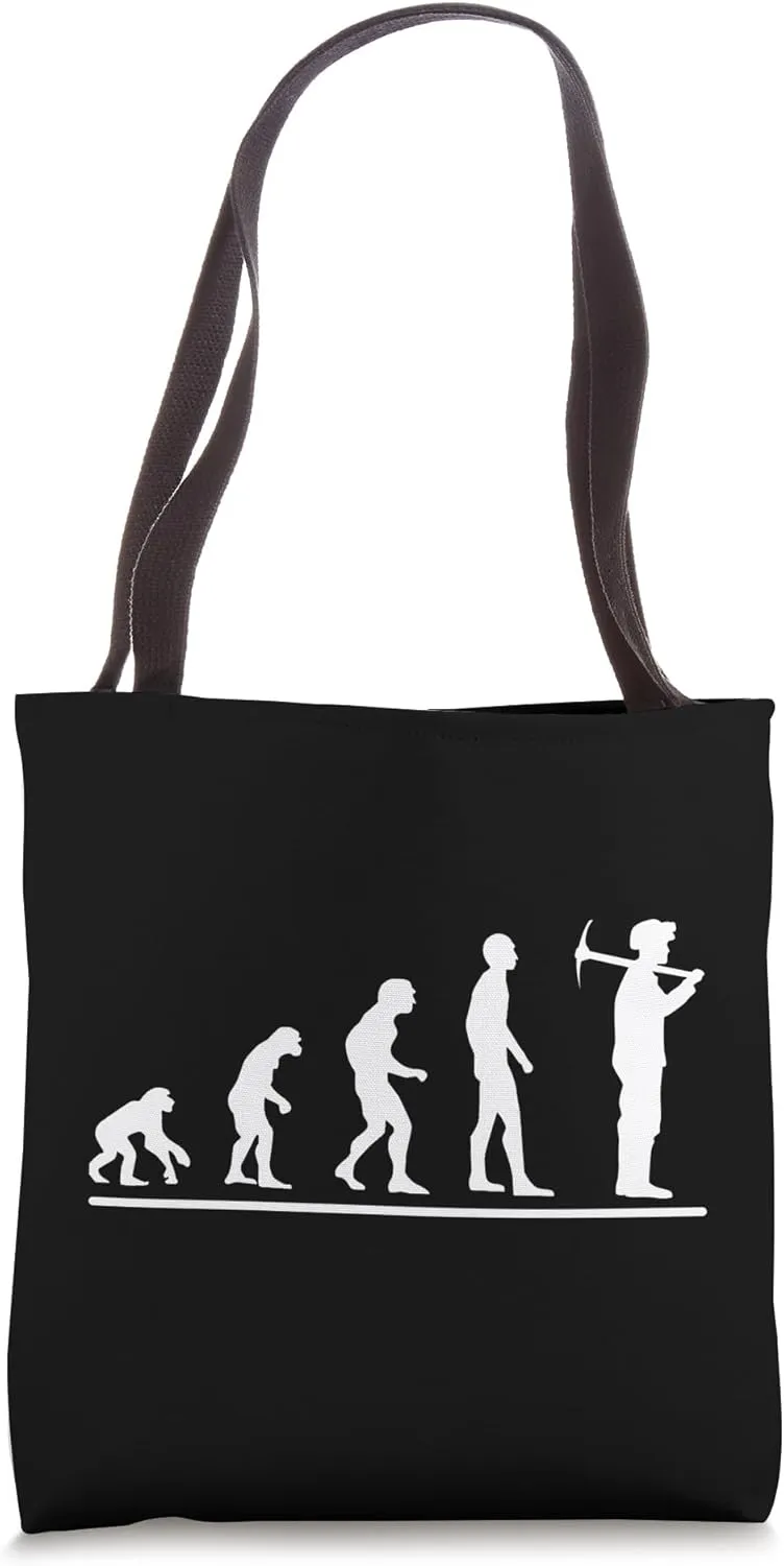 Mining Miner Evolution Man Funny Miner Tote Bag