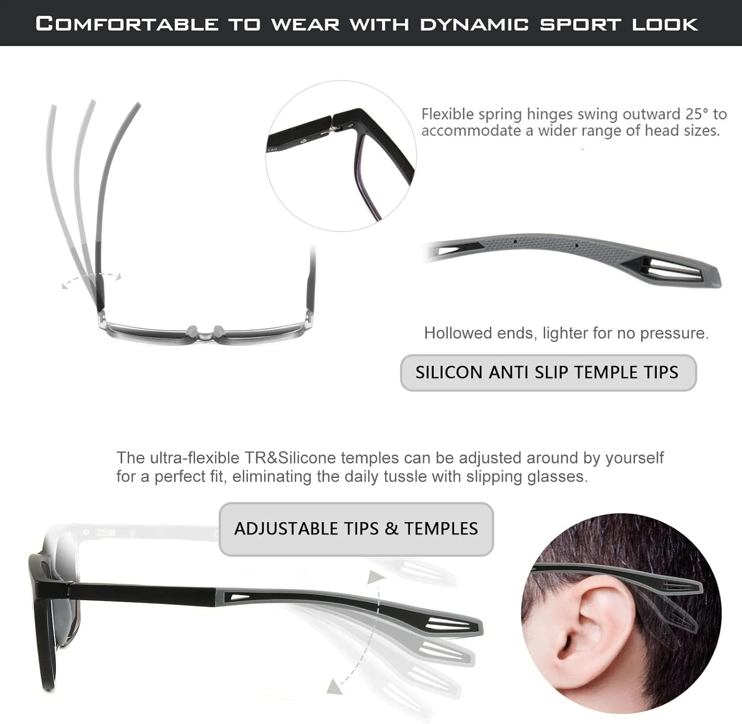 Missfive 2-Pack Mens Vibrant Bifocal Sunglasses Readers Built In, Upgraded Durable TR90 Frame with Metal Spring Hinge, UV400 Protection Feather-Light Driving/Sports Glasses  1.25