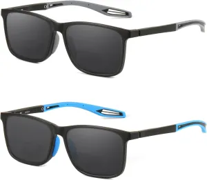 Missfive 2-Pack Mens Vibrant Bifocal Sunglasses Readers Built In, Upgraded Durable TR90 Frame with Metal Spring Hinge, UV400 Protection Feather-Light Driving/Sports Glasses  1.25