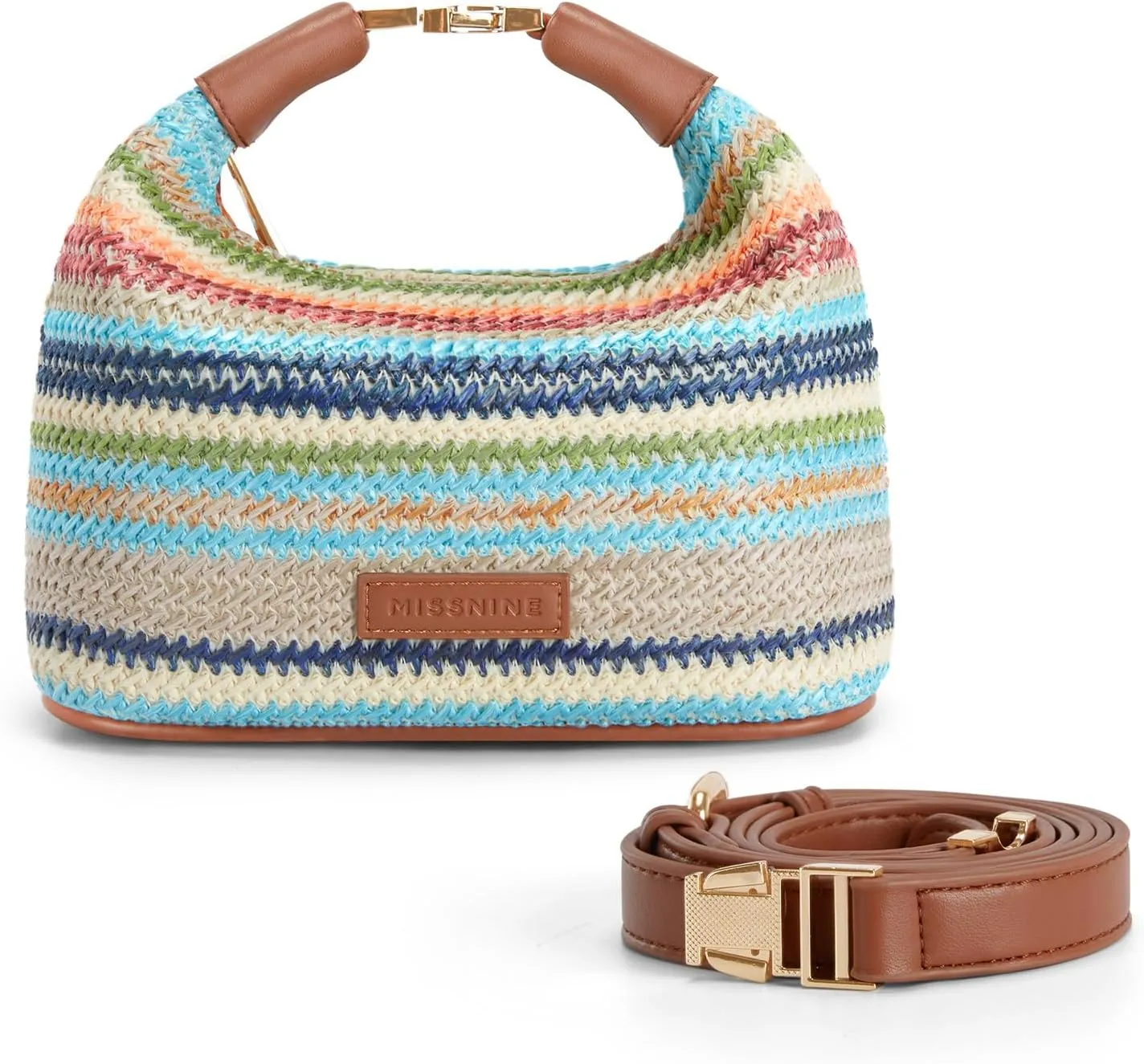 Missnine Straw Purse for Women Summer Raffia Purses Small Beach Crossbody Bag Vacation Woven Top Handle Satchel Handbag
