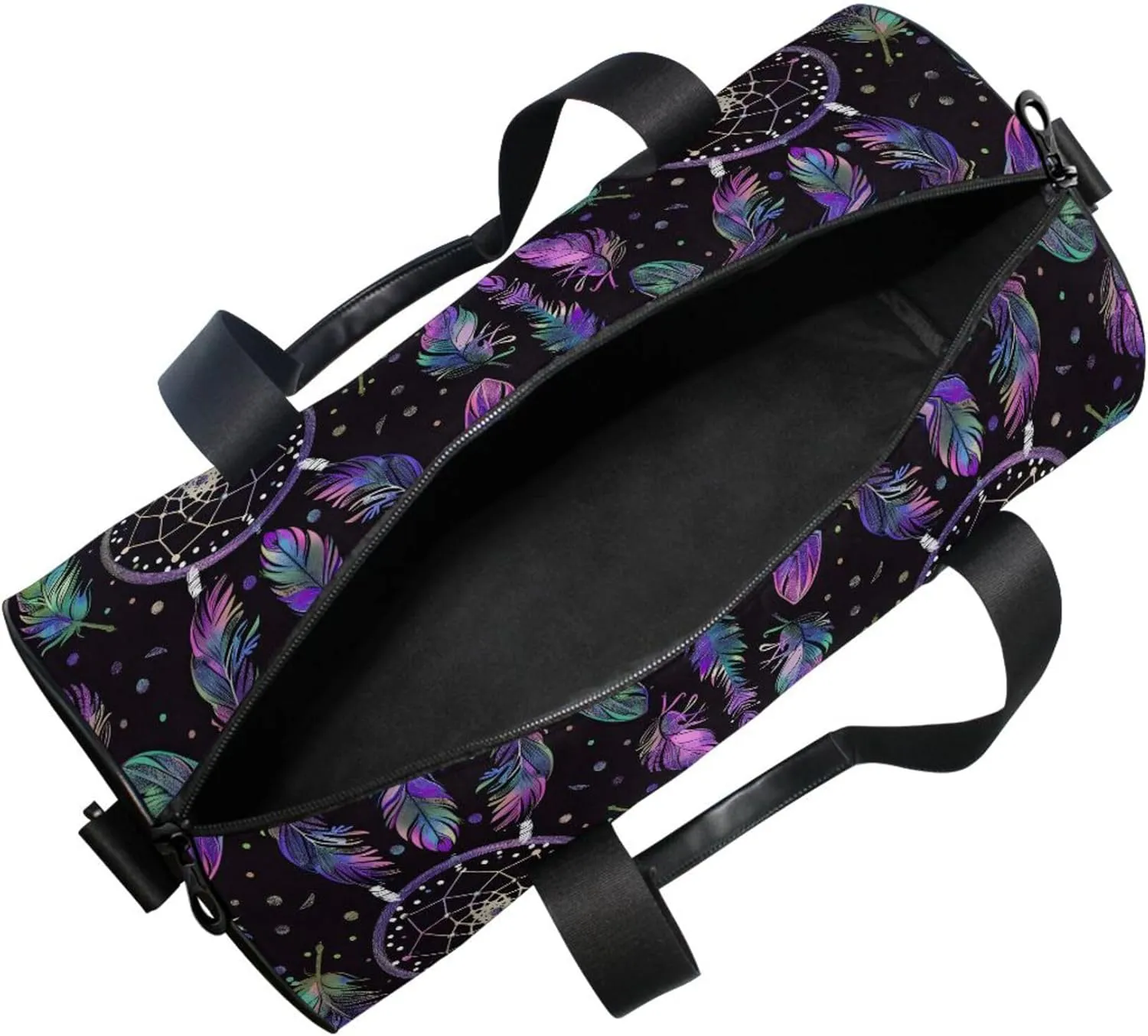 MNSRUU Sports Duffel Bags, Purple Feather Dreamcatcher Athletic Gym Bag Overnight Workout Travel Tote Luggage for Men Women Yoga