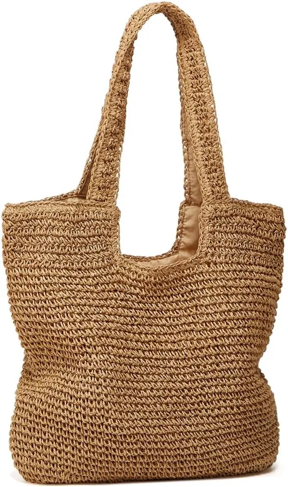 Molodo Straw Beach Bag for Women Classic Beach Tote Bag Handwoven Shoulder Bag Stylish Hobo Purses for Summer Vacation Travel