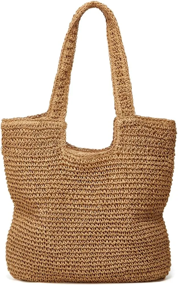 Molodo Straw Beach Bag for Women Classic Beach Tote Bag Handwoven Shoulder Bag Stylish Hobo Purses for Summer Vacation Travel