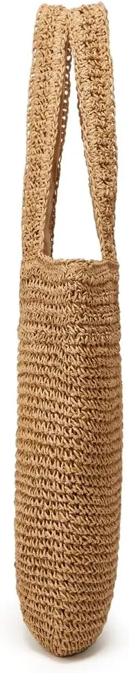 Molodo Straw Beach Bag for Women Classic Beach Tote Bag Handwoven Shoulder Bag Stylish Hobo Purses for Summer Vacation Travel