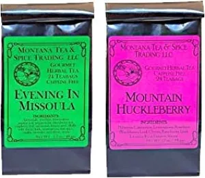 Montana Tea & Spice Trading LLC Montana Tea & Spice Mountain Huckleberry & Evening in Missoula Tea Bags Combo Pack