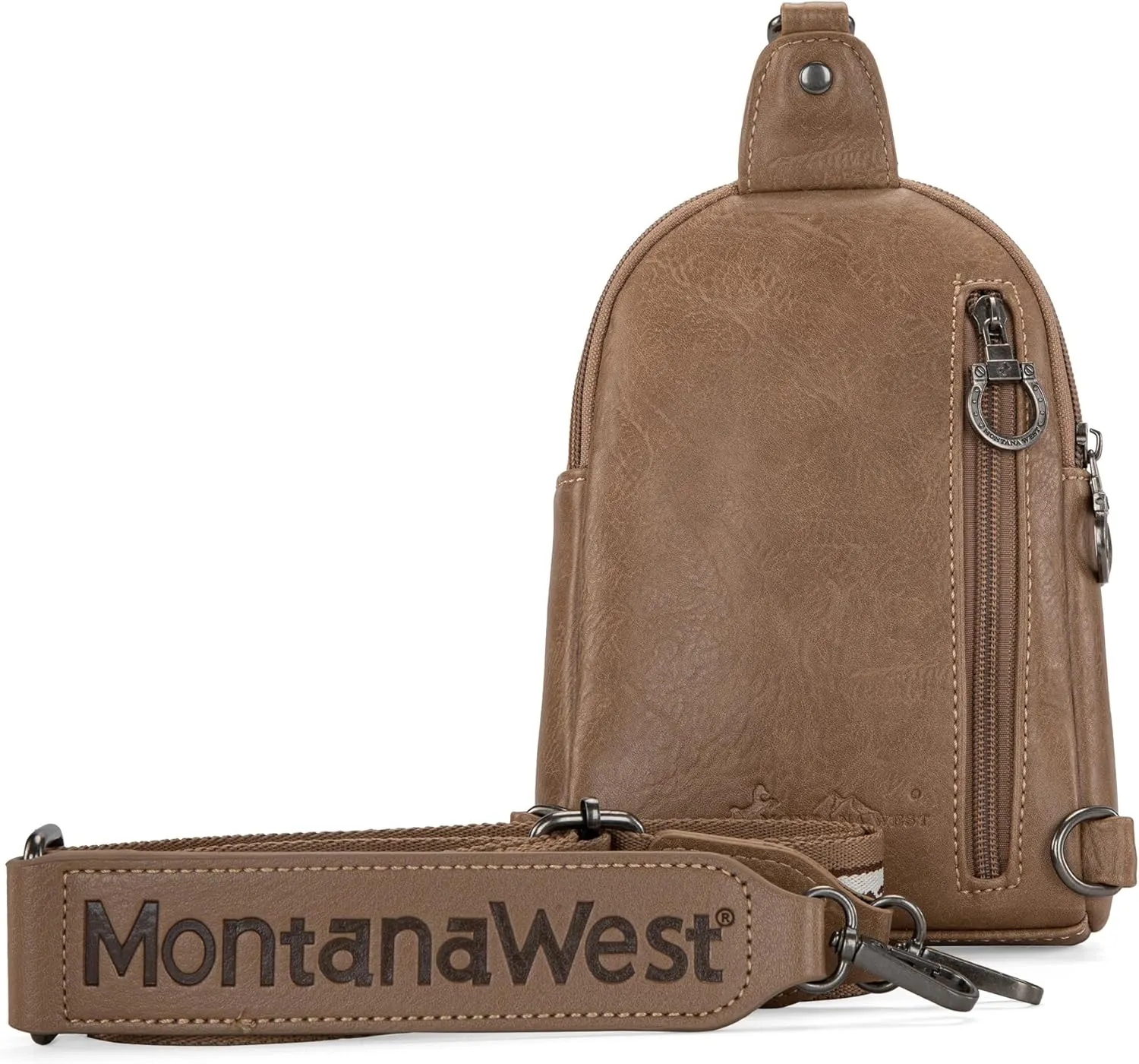 Montana West Frontier Flora Collection Western Sling Bag Rivet Embroidery Fanny Packs Crossbody Bags for Women with Wide Guitar Strap