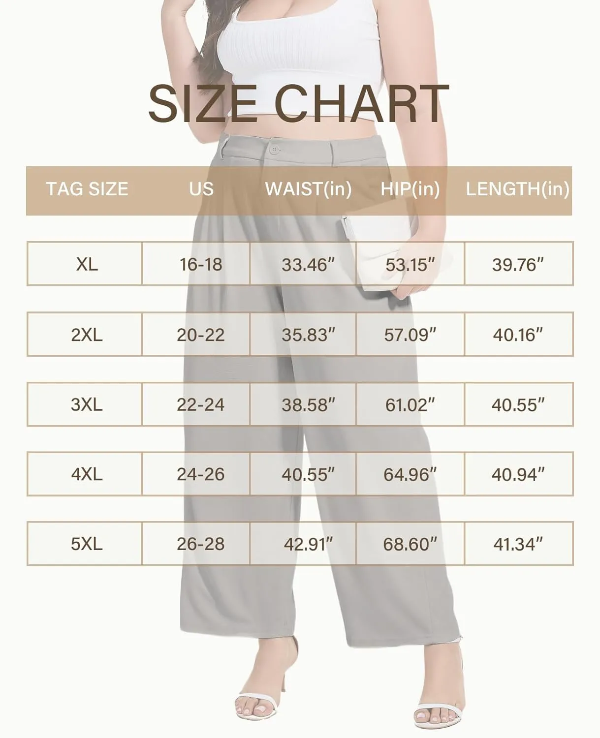 Moon Wood Women's Plus Size Wide Leg Pants High Elastic Waisted Casual Work Pants Office Business Dress Pants with Pockets