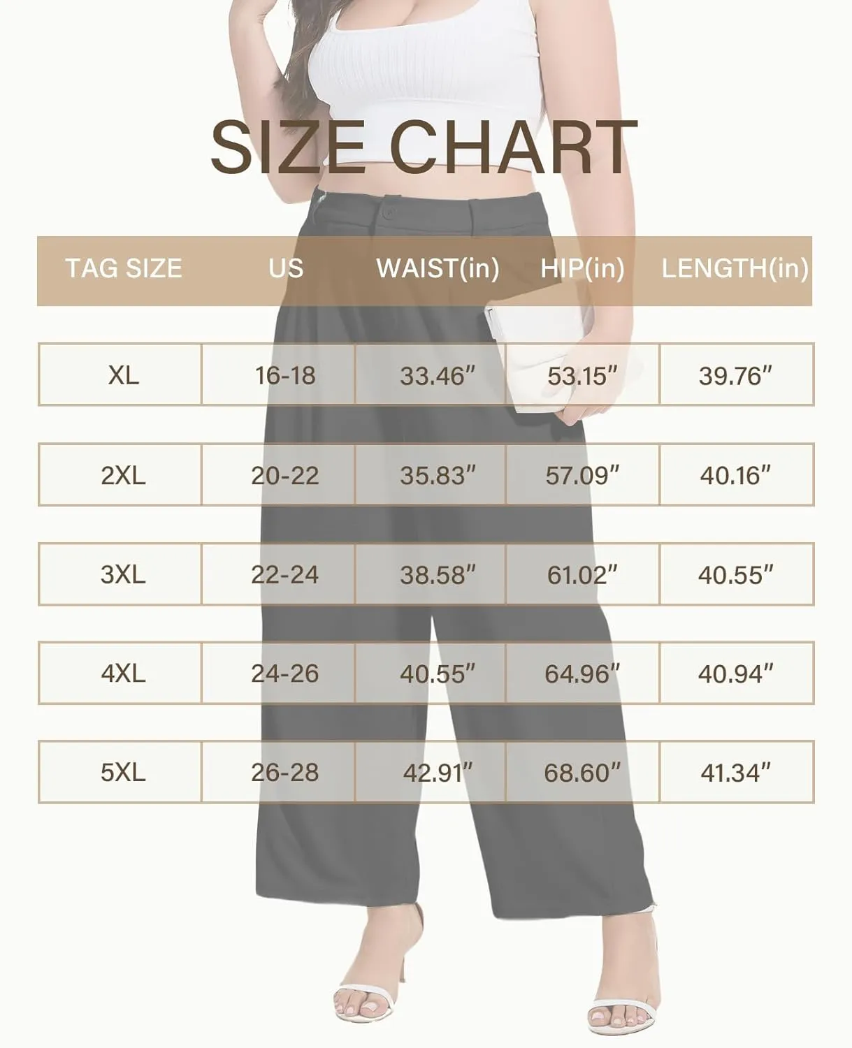 Moon Wood Women's Plus Size Wide Leg Pants High Elastic Waisted Casual Work Pants Office Business Dress Pants with Pockets