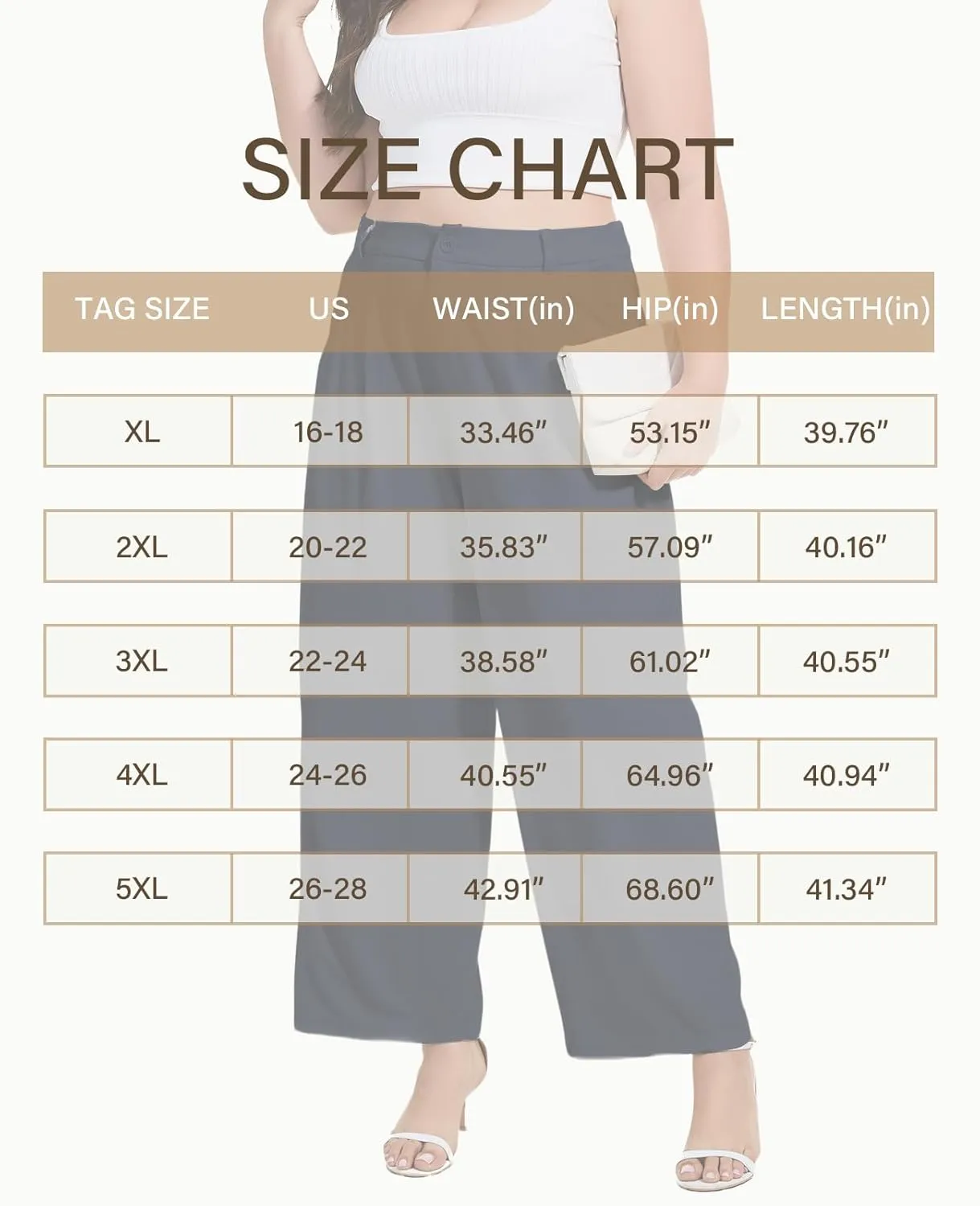 Moon Wood Women's Plus Size Wide Leg Pants High Elastic Waisted Casual Work Pants Office Business Dress Pants with Pockets