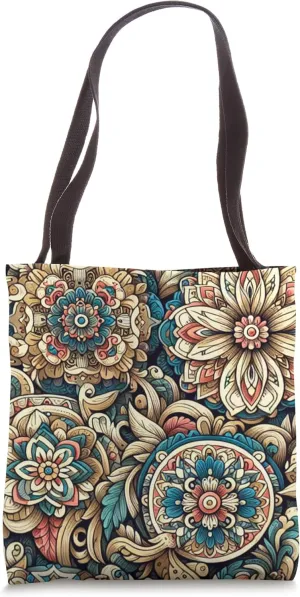 Moroccan Floral Splendor: Detailed Floral Patterns Tote Bag