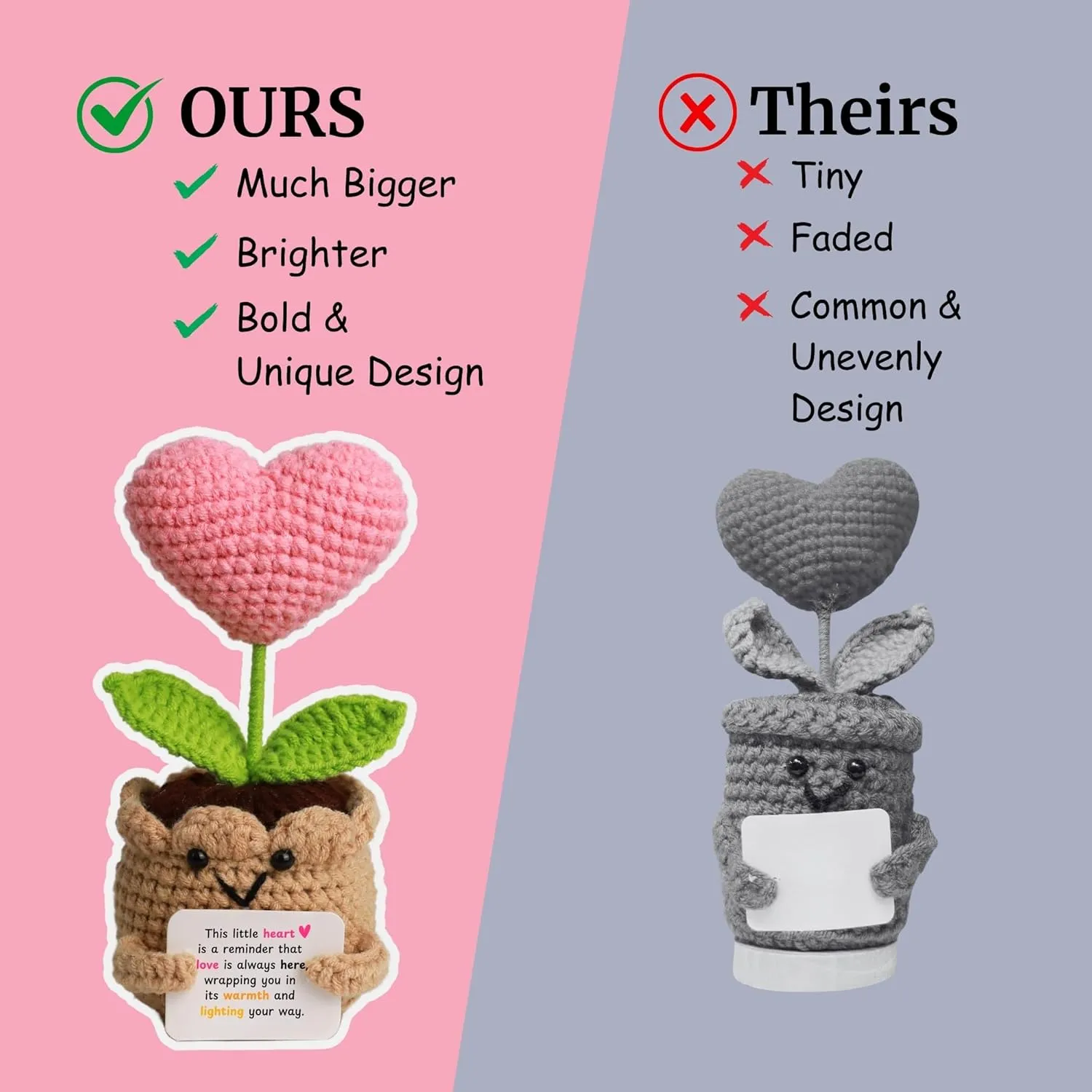 Mother’s Day Gift – Hand-Crochet Heart Flower Doll (6.3" x 3.2"), Soft Emotional Support Stuffed Animal for Moms & Grandmas, Inspirational Keepsake, Unique Heartfelt Gift for Her (This Little Heart)