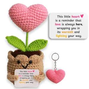 Mother’s Day Gift – Hand-Crochet Heart Flower Doll (6.3" x 3.2"), Soft Emotional Support Stuffed Animal for Moms & Grandmas, Inspirational Keepsake, Unique Heartfelt Gift for Her (This Little Heart)