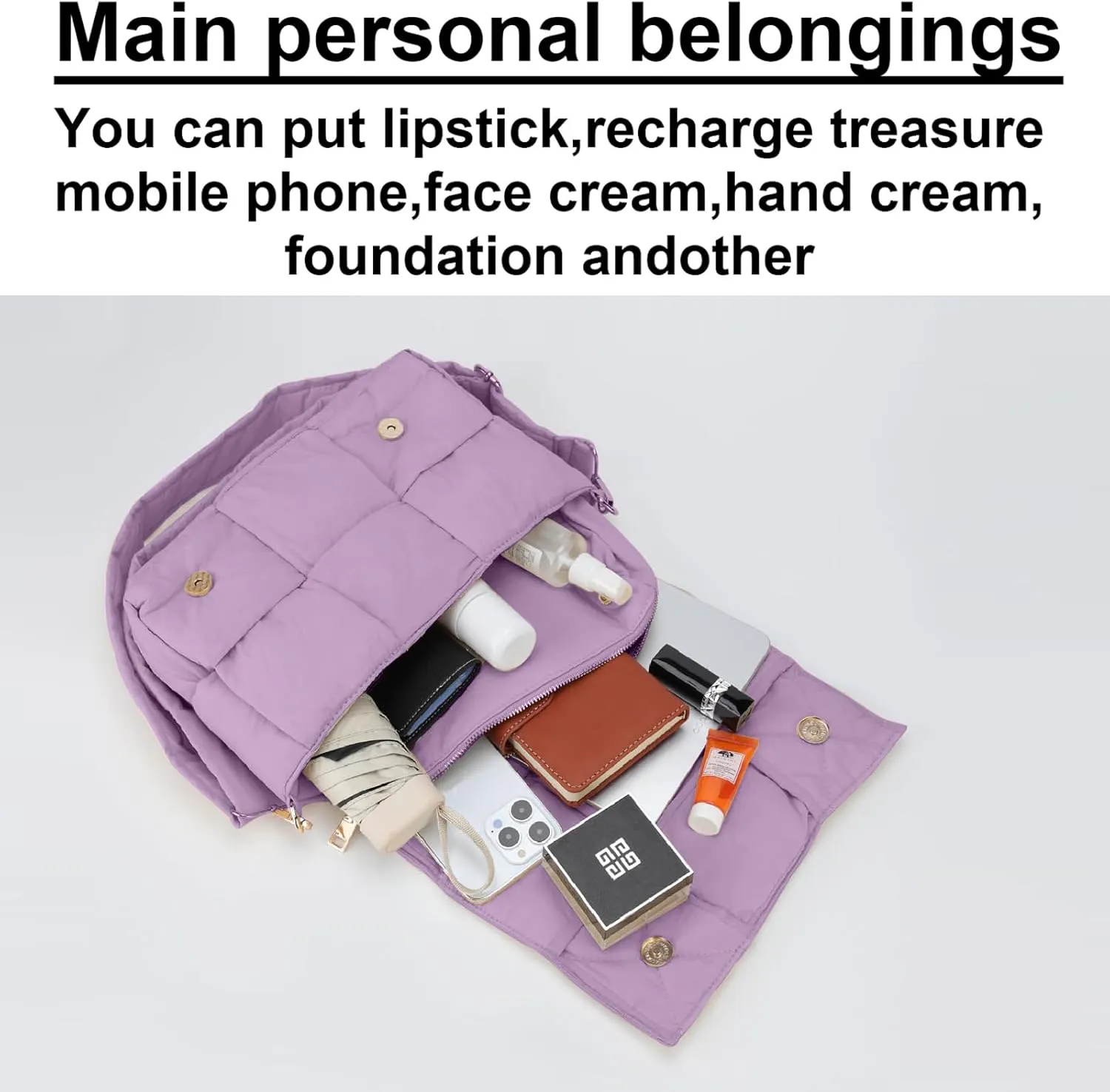 NAARIIAN Shoulder bags for women, Light-weight small puffer purses waterproof, hand-woven puffy bag crossbody handbag