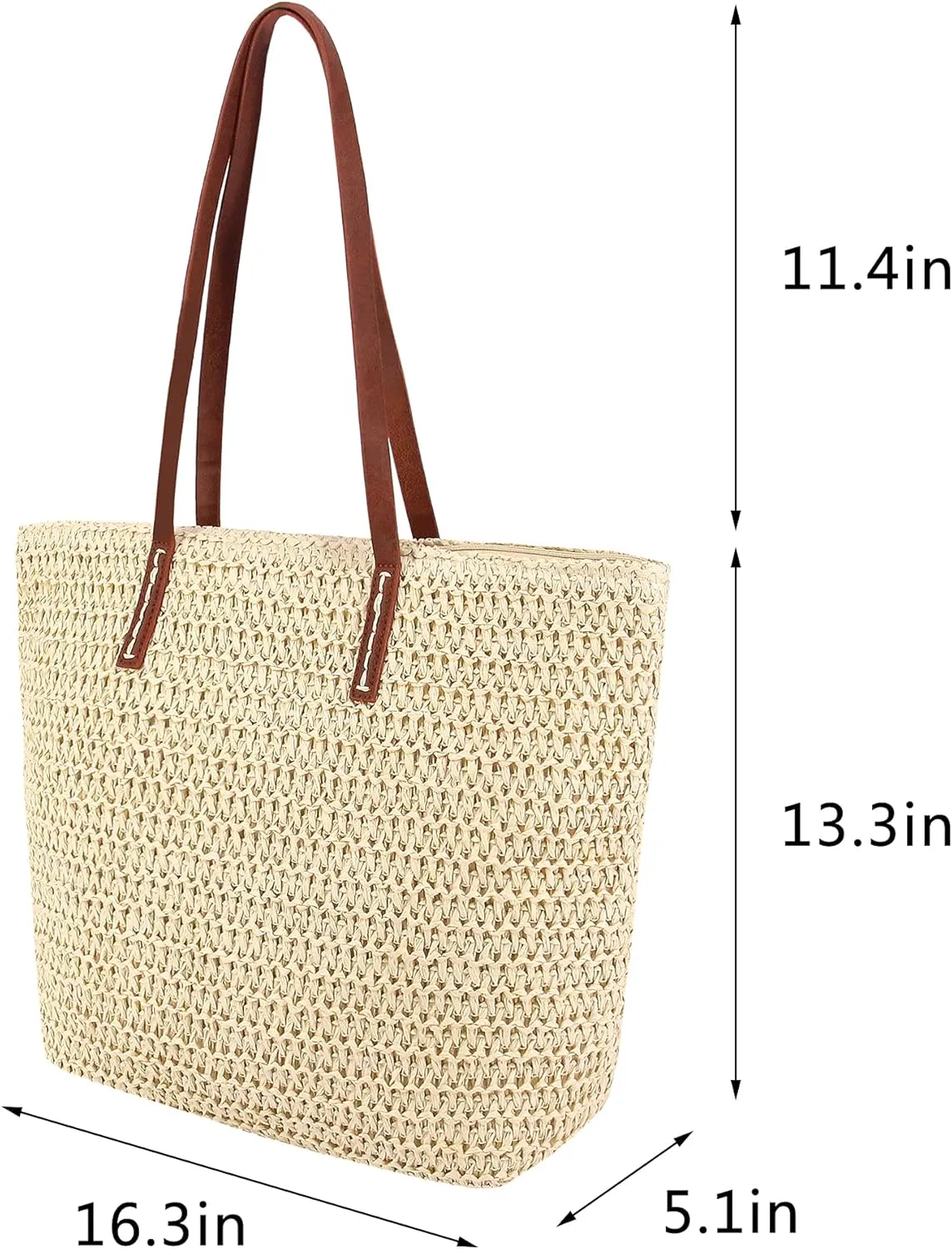 Naimo Women Straw Beach Shoulder Bag Woven Tote Handbag Large Handmade Weaving Summer Casual Hobo Bag