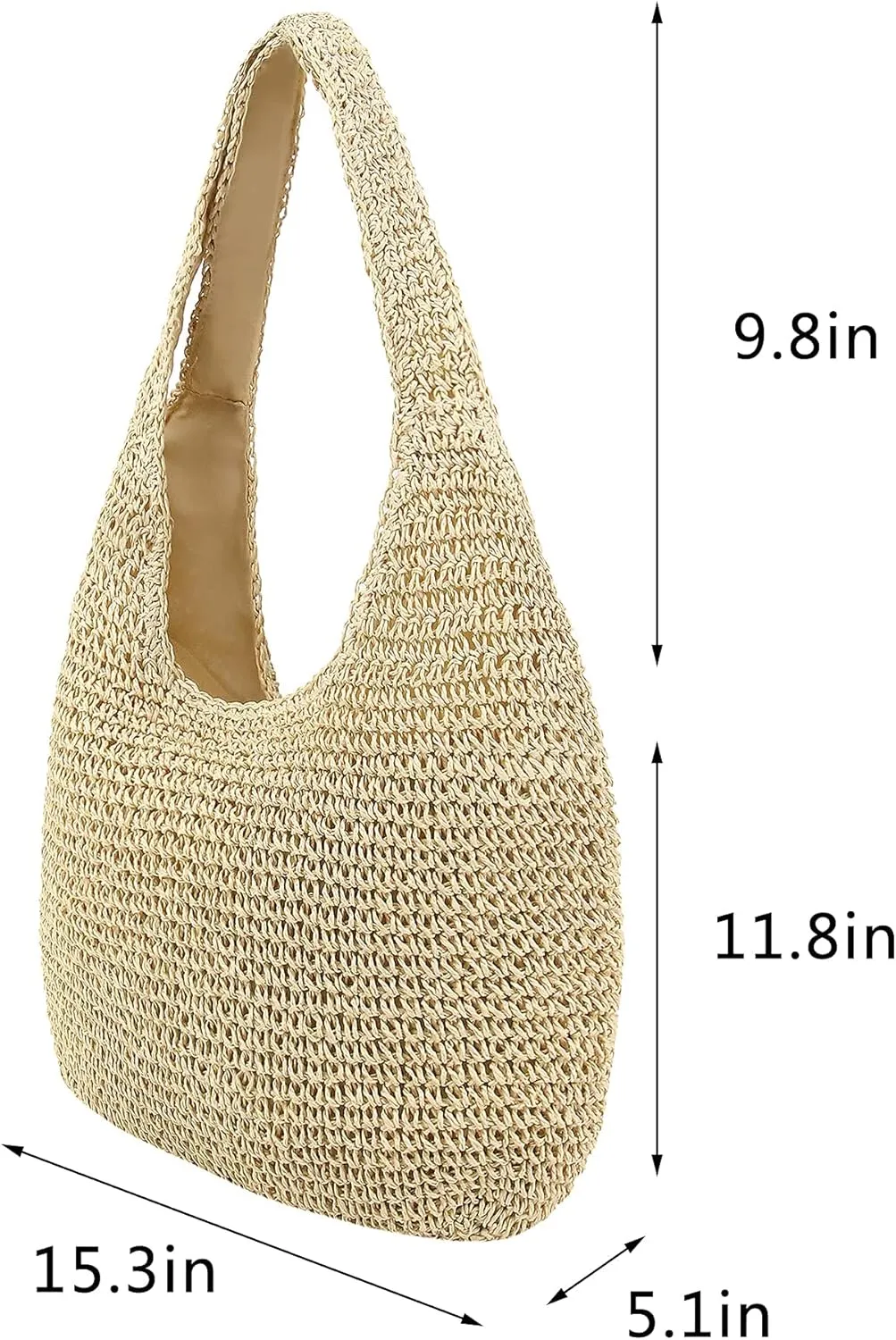 Naimo Women Straw Beach Shoulder Bag Woven Tote Handbag Large Handmade Weaving Summer Casual Hobo Bag