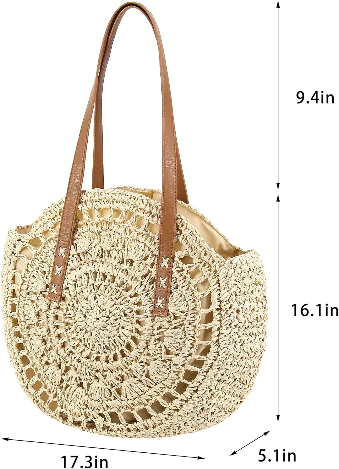 Naimo Women Straw Beach Shoulder Bag Woven Tote Handbag Large Handmade Weaving Summer Casual Hobo Bag