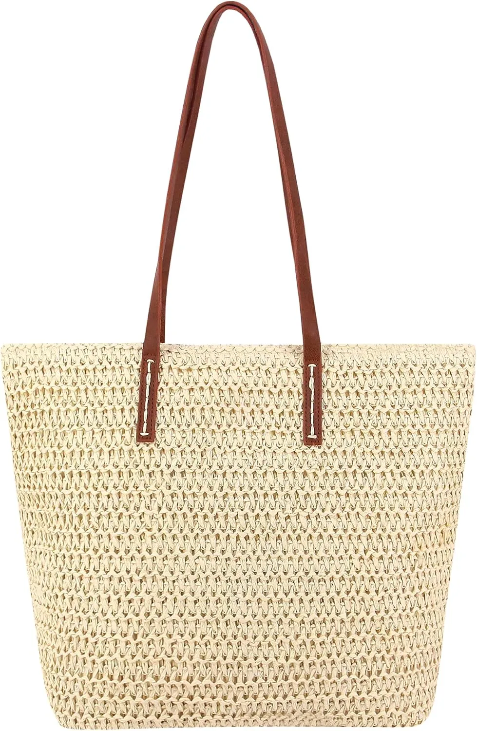Naimo Women Straw Beach Shoulder Bag Woven Tote Handbag Large Handmade Weaving Summer Casual Hobo Bag