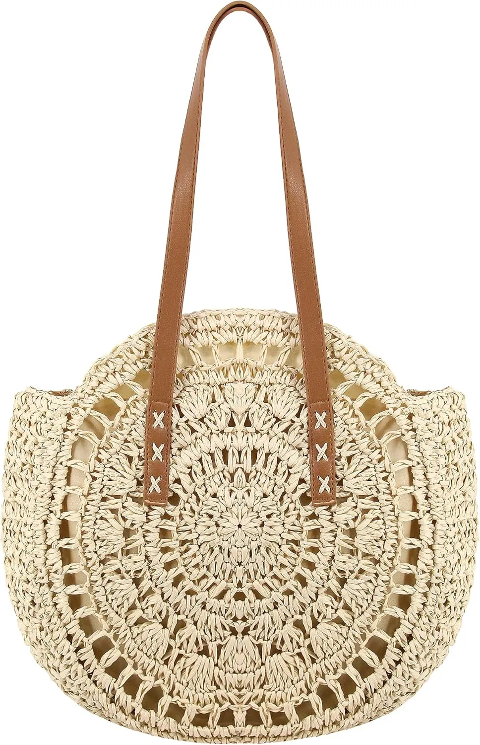 Naimo Women Straw Beach Shoulder Bag Woven Tote Handbag Large Handmade Weaving Summer Casual Hobo Bag