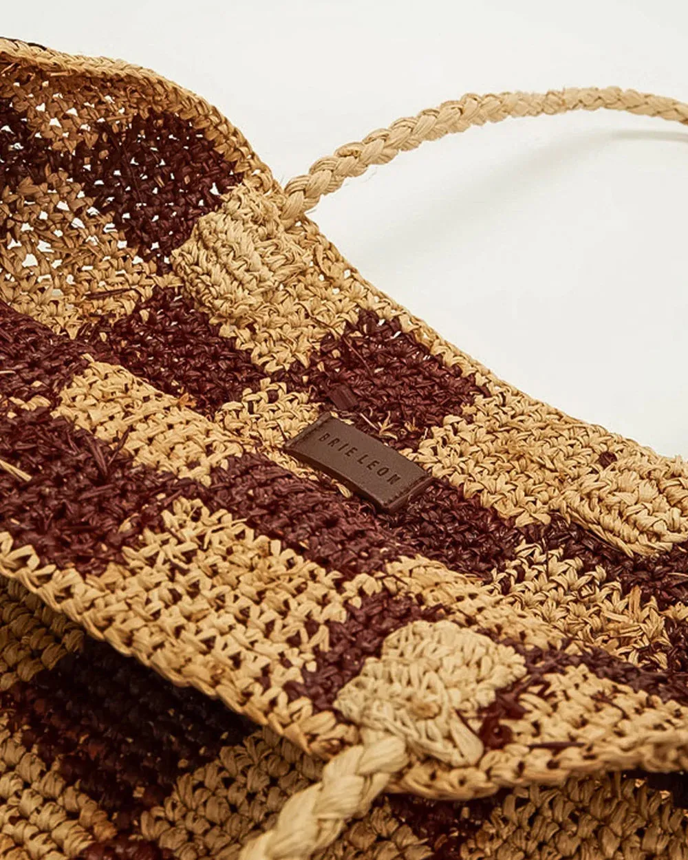 Natural Check Straw Bag Lrg