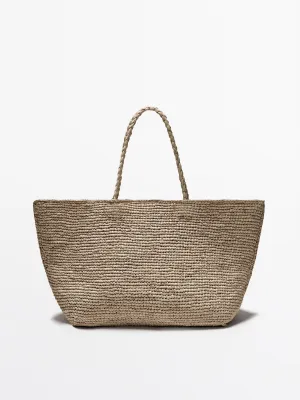 Natural raffia shopper bag