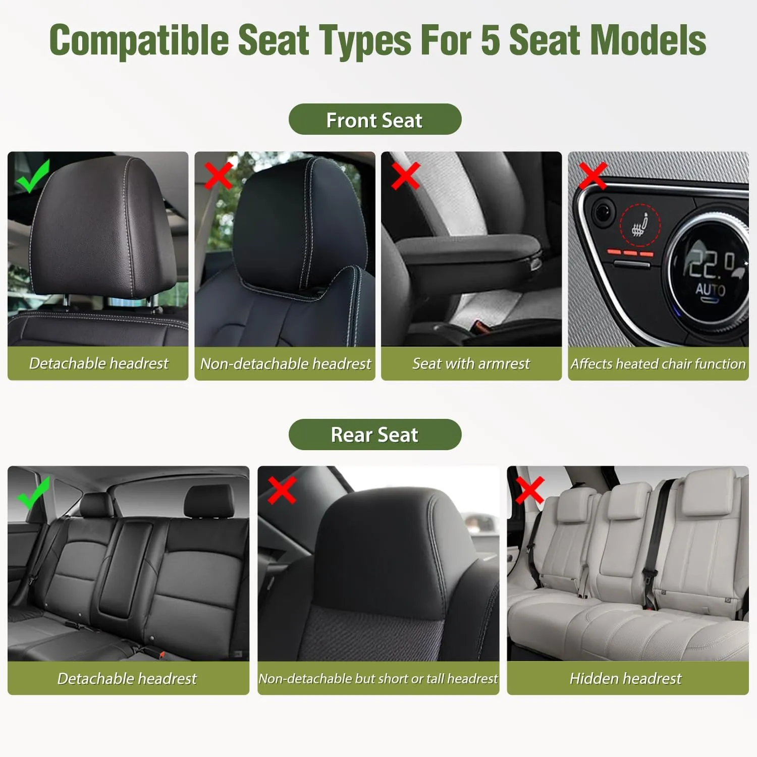 Nilight Car Seat Covers Custom Fit 2007-2024 Jeep Wrangler JK JL 4-Door Waterproof Leather Cushion Full Set with Split Bench 40/60 for Unlimited Sahara Rubicon Willys Chief Moab