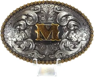 Nocona Belt Co. M&F M Initial Belt Buckle Silver