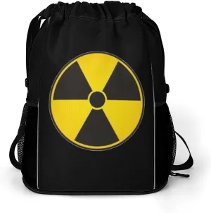 Nuclear Radiation Warning Sign Gym Bag Workout Gym Backpack with Shoe Compartment Sports Bags for Women Men