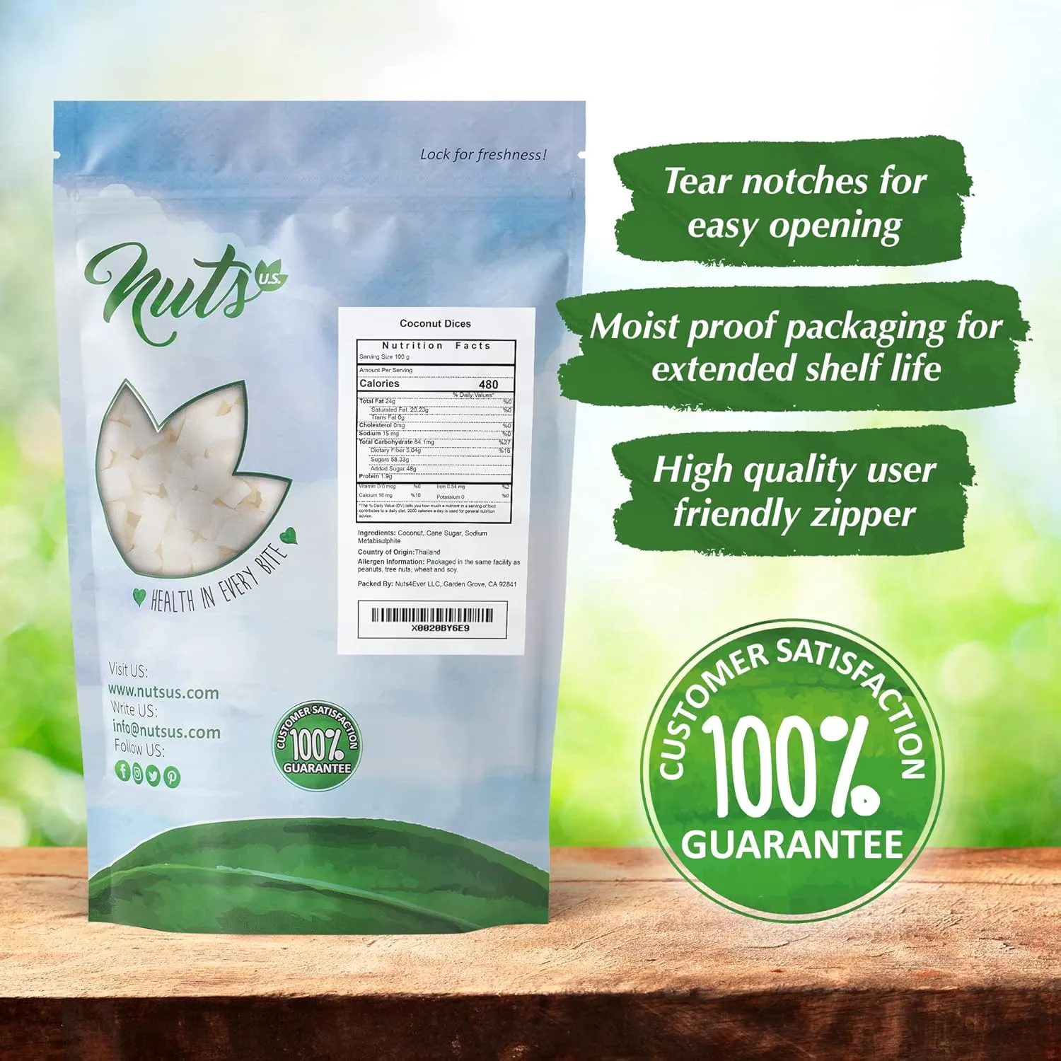 NUTS U.S. – Coconut Chunks | Sweetened |No Artificial Colors or Flavors | Refreshing and Delicious Coconut Flavor | In Resealable Bags !!! (1 LB)