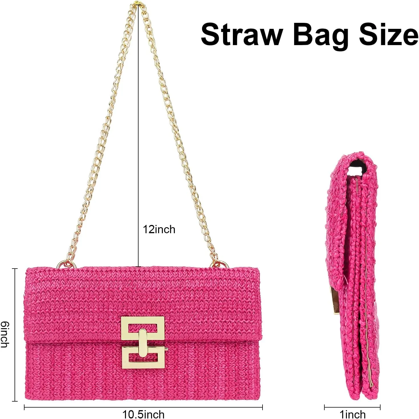 Ondder Women's Straw Woven Shoulder Bag Straw Clutch Purse Woven Beach Bag Crossbody Raffia Shoulder Bag for Women