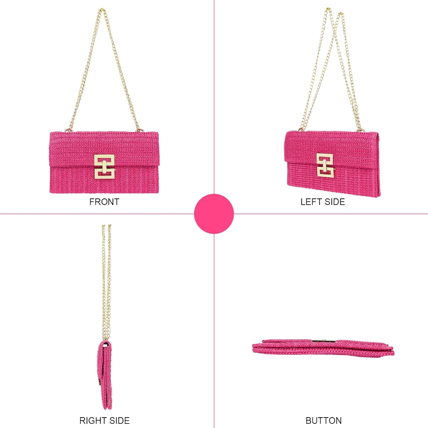 Ondder Women's Straw Woven Shoulder Bag Straw Clutch Purse Woven Beach Bag Crossbody Raffia Shoulder Bag for Women