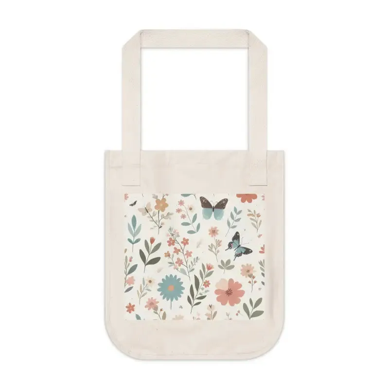 Organic Canvas Tote with Pastel Flowers Eco Friendly