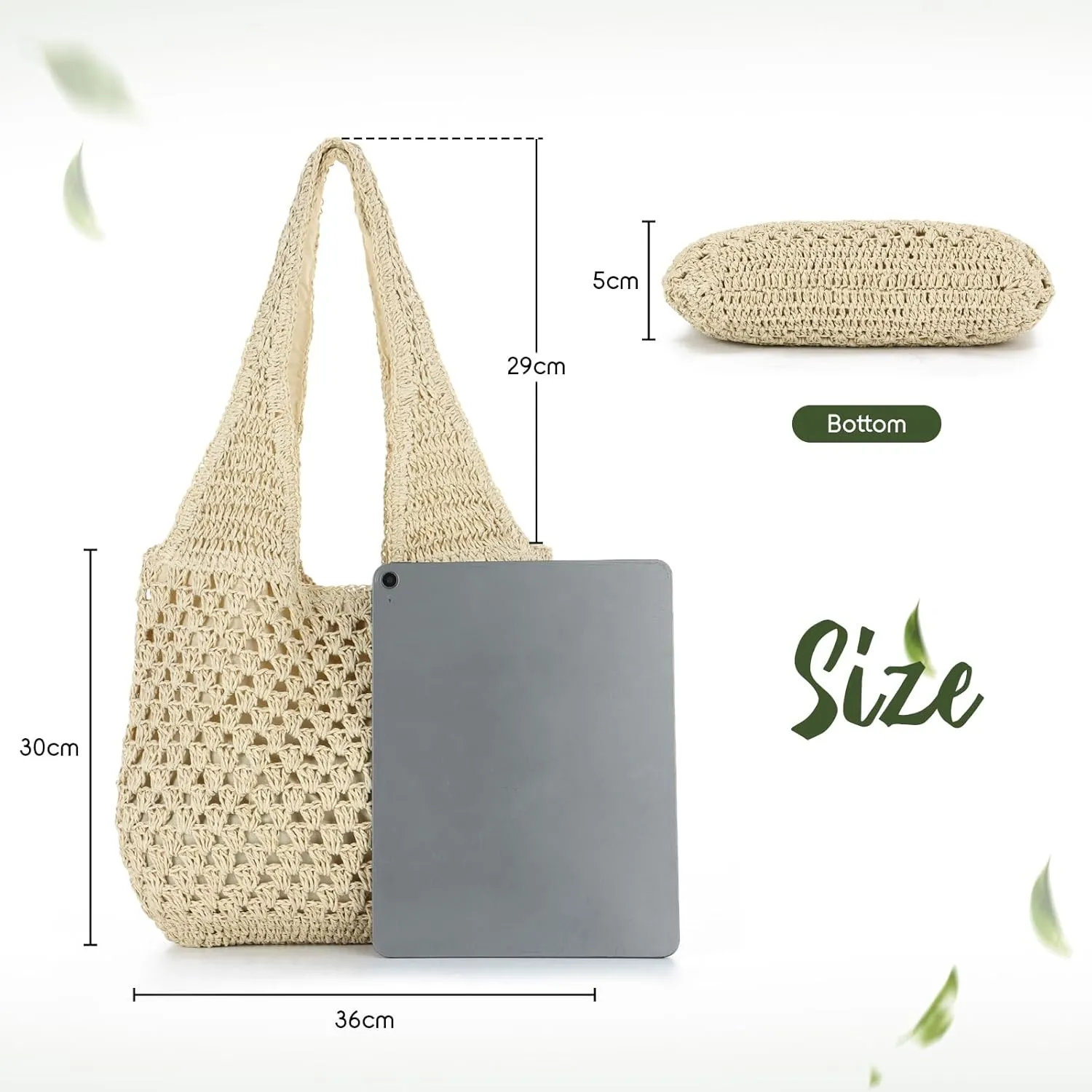 Oweisong Large Straw Beach Bag for Women Handmade Woven Raffia Tote Hobo Summer Shoulder Bag Vacation Handbag