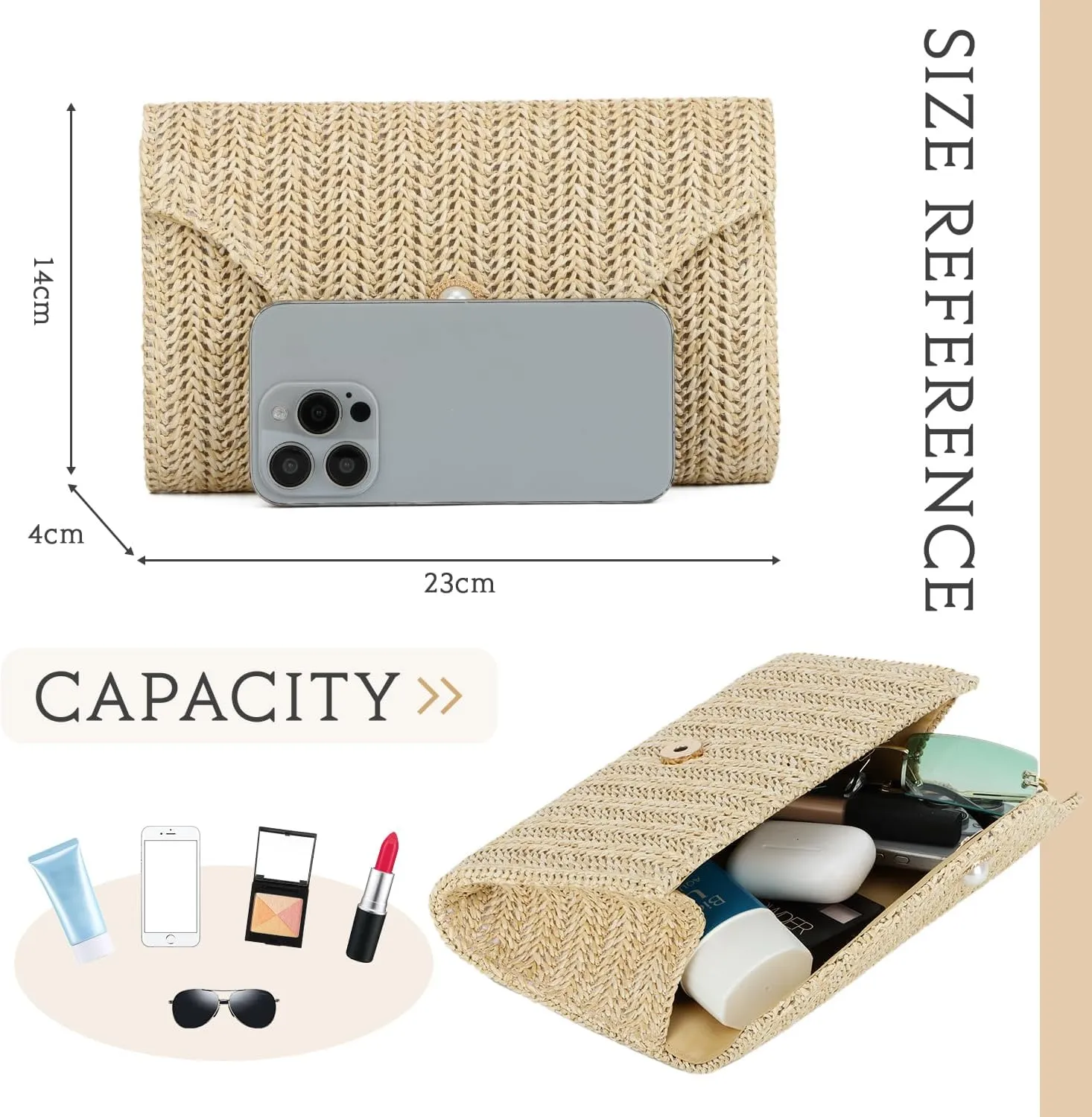 Oweisong Straw Clutch Purses for Women Summer Pearl Evening Bag Small Beach Woven Purse and Handbags 2025