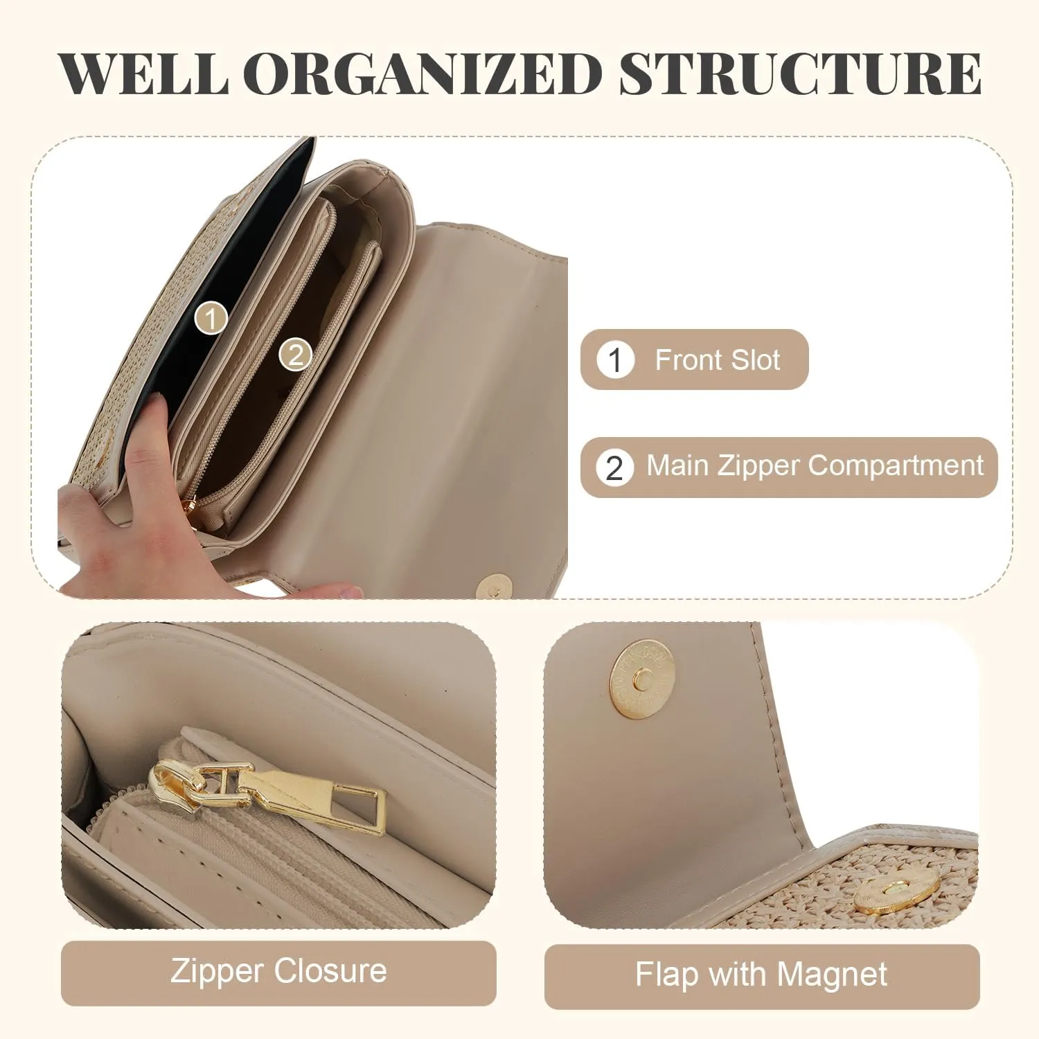 Oweisong Summer Purse for Women 2025 Woven Vacation Handbags Straw Crossbody Bag for Spring Beach