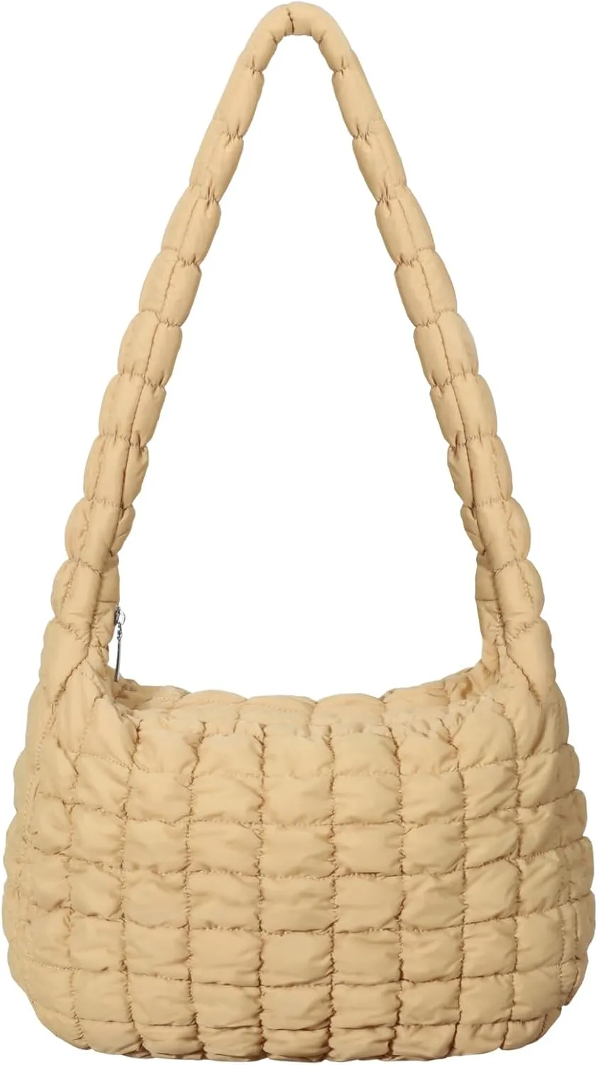 PACKISM Puffer Crossbody Bags for Women - Large Carryall Puffy Quilted Tote Bag Lightweight Bubble Soft Shoulder Purse