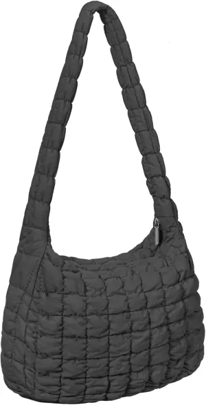 PACKISM Puffer Crossbody Bags for Women - Large Carryall Puffy Quilted Tote Bag Lightweight Bubble Soft Shoulder Purse