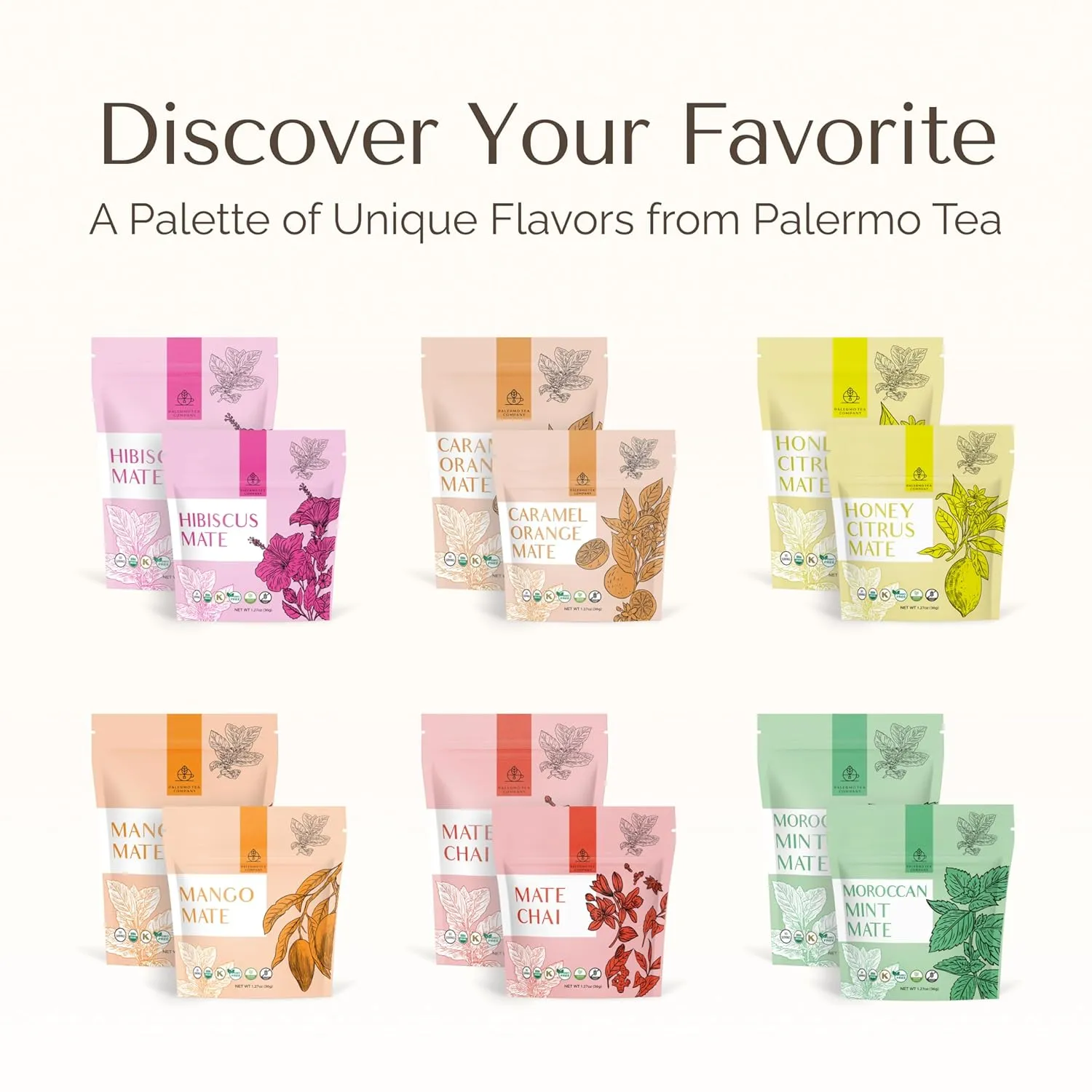 Palermo Organic Yerba Mate Tea Bags 50 Count - Lively Hibiscus Mate with Cinnamon, Chicory, Clove & Cacao - Antioxidant-Rich, Tart & Fruity, Gluwein-like Tropical Aroma, Unsmoked, Vegan, Gluten-Free